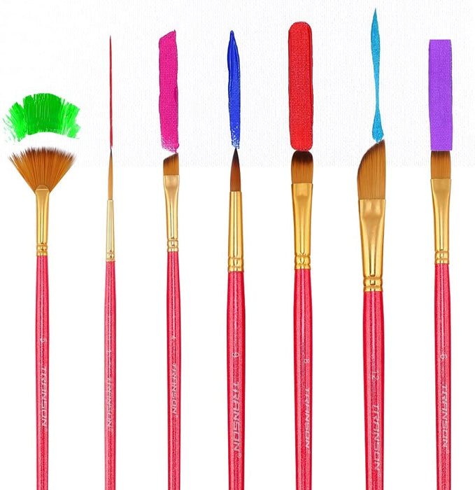 Transon Art Painting Brush Assorted Set of 12 Pink for Acrylic Watercolor Gouache Oil Painting TRANSON 