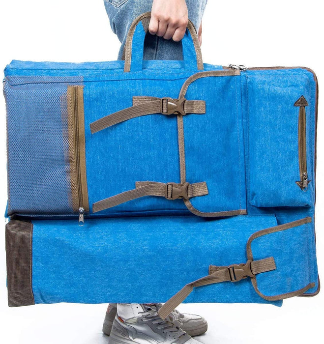 Transon Art Portfolio Case Artist Backpack Canvas Bag Large 26” x 19.5” Blue Color Art Bag TRANSON 