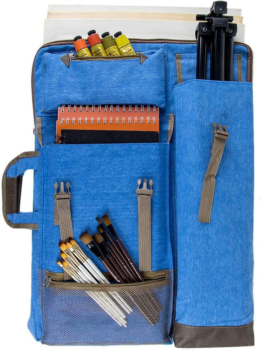 Transon Art Portfolio Case Artist Backpack Canvas Bag Large 26” x 19.5” Blue Color Art Bag TRANSON 
