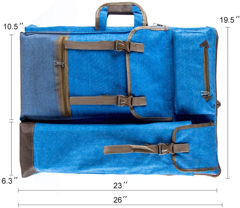 Transon Art Portfolio Case Artist Backpack Canvas Bag Large 26” x 19.5” Blue Color Art Bag TRANSON 