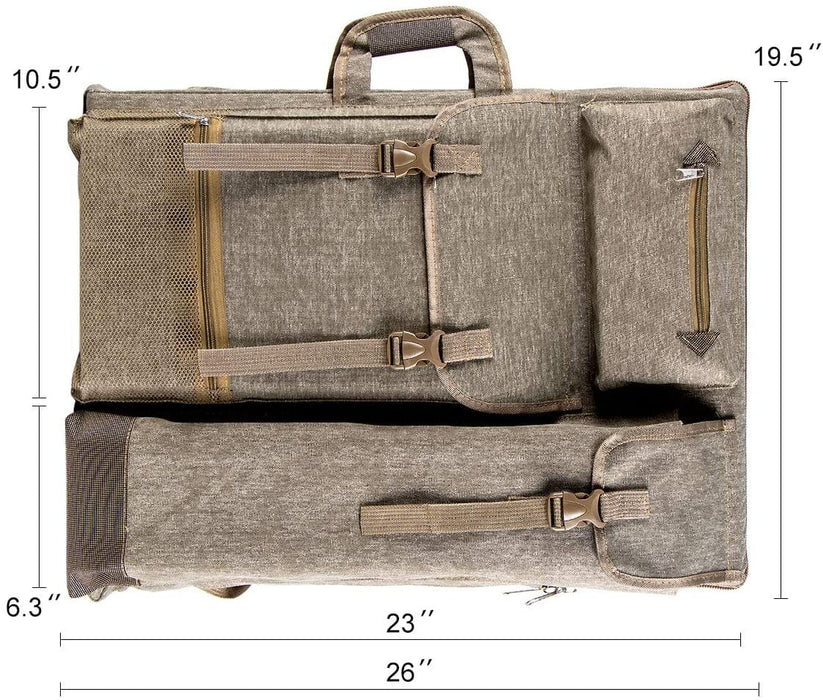 Transon Art Portfolio Case Artist Backpack Canvas Bag Large 26” x 19.5” Khaki Color Art Bag TRANSON 