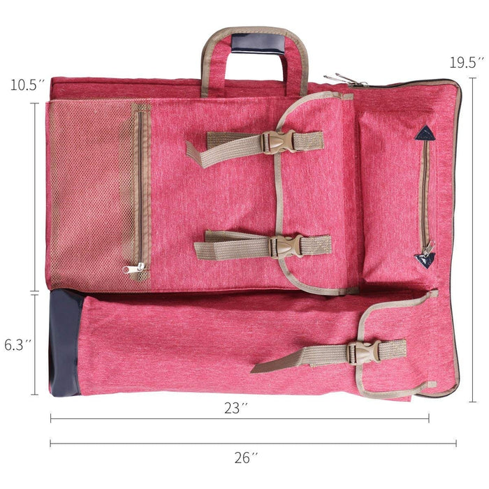 Transon Art Portfolio Case Artist Backpack Canvas Bag Large 26” x 19.5” Magenta Color Art Bag TRANSON 