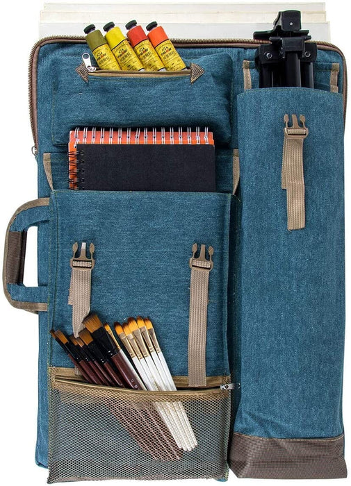 Transon Art Portfolio Case Artist Backpack Canvas Bag Large 26” x 19.5” Turquoise Green Art Bag TRANSON 