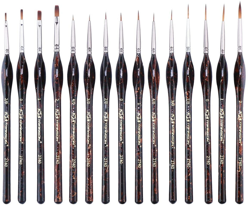 Transon Artist Detail Paint Brushes with Case 15pces for Model Miniature Painting