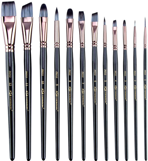 Transon Artist Paint Brush Set of 12 for Watercolor Acrylic Gouache Oil and Tempera Painting Paintbrush TRANSON 