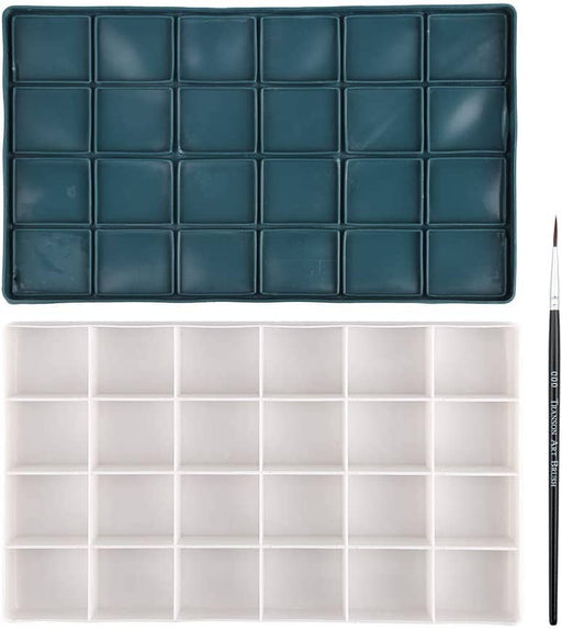 Transon Artist Paint Saver Palette 24 Wells with 1 Fine Paintbrush Palette TRANSON 