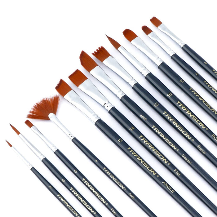 Transon Assorted Artist Painting Brush Set 12pcs Versatile for Acrylic Watercolor Gouache and Oil Paintbrush TRANSON 