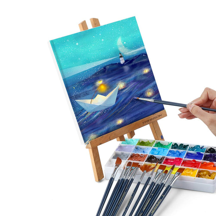 Transon Assorted Artist Painting Brush Set 12pcs Versatile for Acrylic Watercolor Gouache and Oil Paintbrush TRANSON 