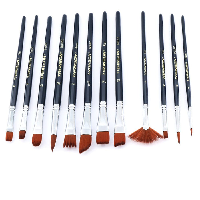 Transon Assorted Artist Painting Brush Set 12pcs Versatile for Acrylic Watercolor Gouache and Oil Paintbrush TRANSON 