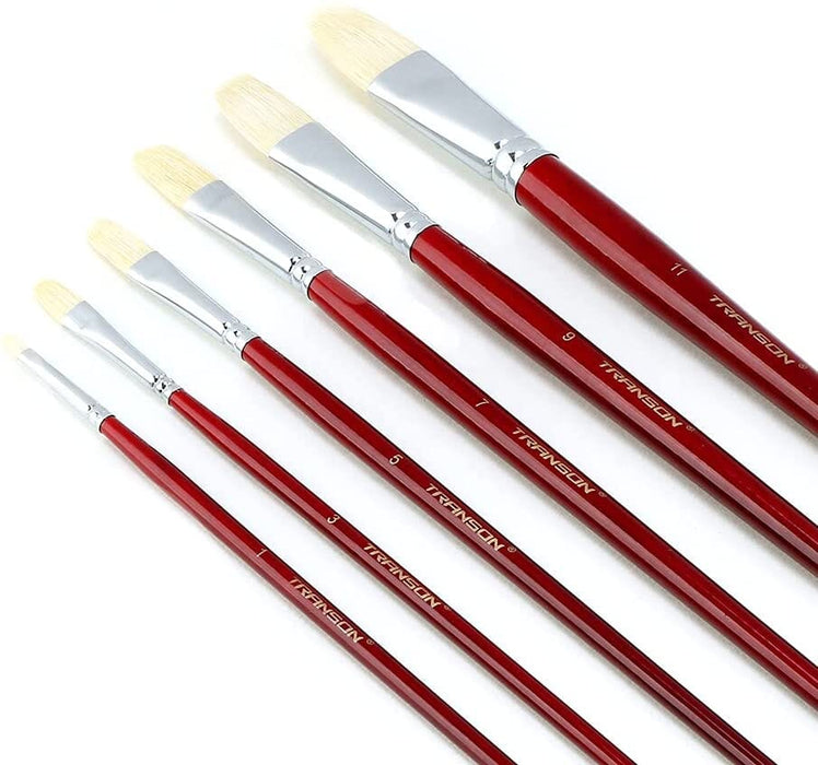 Transon Filbert Paint Brush Set Hog Bristle 6 pcs