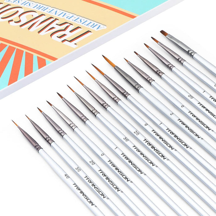 Transon Fine Detail Paint Brush Set 15pcs for Miniature Models Craft Painting Body Painting with Acrylic Gouache Watercolor Tempera and Oil Paint Paintbrush TRANSON 