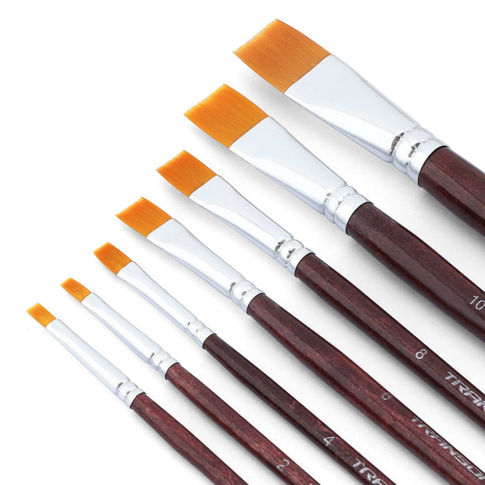 Transon Flat Paint Brush Set 7pcs for Acrylic Watercolor Gouache Oil and Body Painting Paintbrush TRANSON 