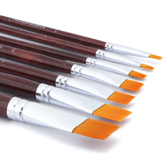 Transon Flat Paint Brush Set 7pcs for Acrylic Watercolor Gouache Oil and Body Painting Paintbrush TRANSON 
