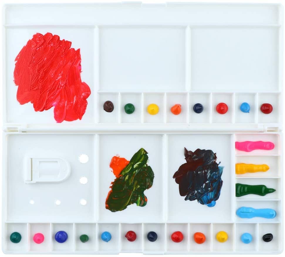 Wells Color Box Large Paint Palette Box 29 Color Mixing Wells with 1 Liner Brush – Transon