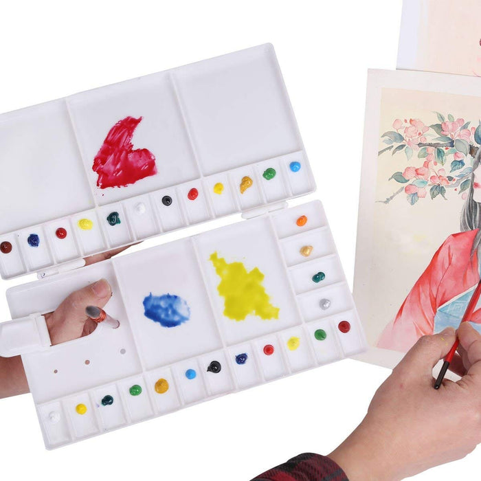 Transon Large Paint Palette Box 33 Wells for Watercolor,Gouache, Acrylic and Oil Paint with 1 Paint Brush Palette TRANSON 
