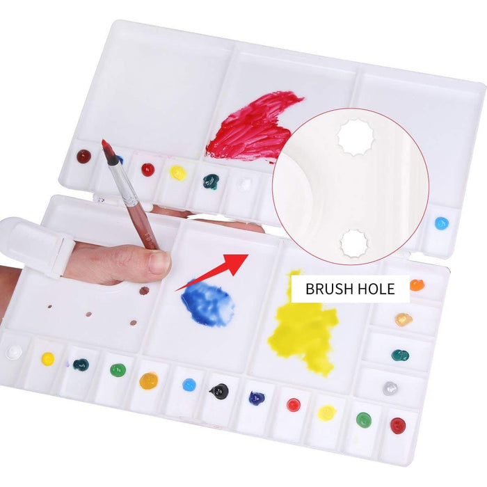 Transon Large Paint Palette Box 33 Wells for Watercolor,Gouache, Acrylic and Oil Paint with 1 Paint Brush Palette TRANSON 