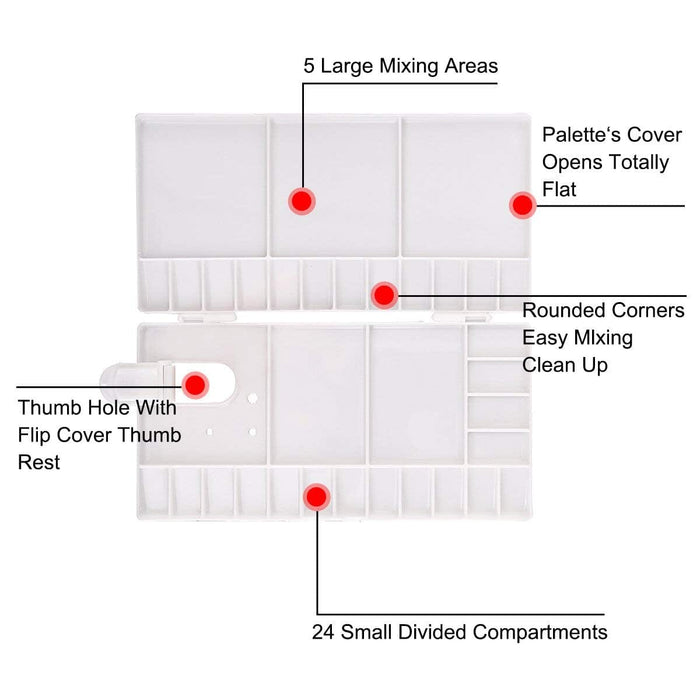 Transon Large Paint Palette Box 33 Wells for Watercolor,Gouache, Acrylic and Oil Paint with 1 Paint Brush Palette TRANSON 