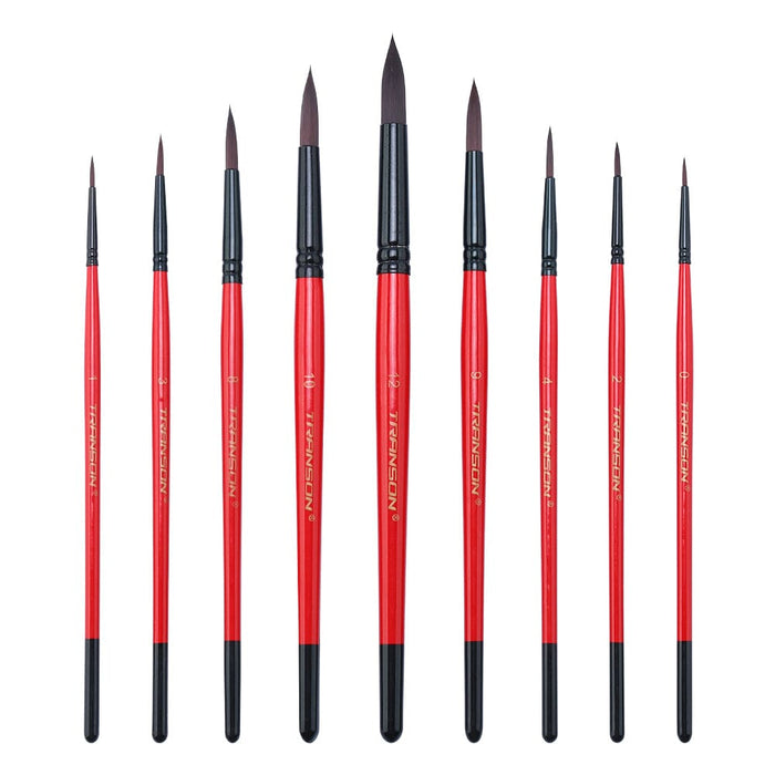 Transon Miniature Detail Artist Paint Brush Set 9pcs for Watercolor, Gouache, Acrylic, Oil, Tempera, Enamel and Face Painting Paintbrush TRANSON 