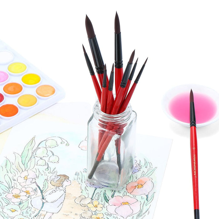 Transon Miniature Detail Artist Paint Brush Set 9pcs for Watercolor, Gouache, Acrylic, Oil, Tempera, Enamel and Face Painting Paintbrush TRANSON 