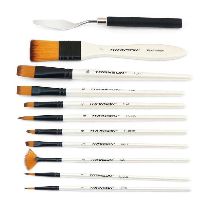 Transon Paint Brush Kit 10pcs Art Brushes and 1 Paint Spatula with Brush Case Paintbrush TRANSON 