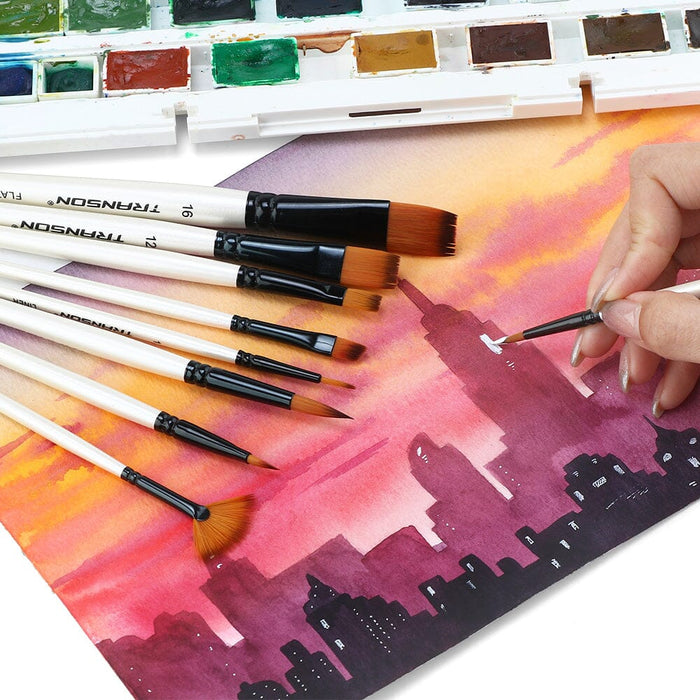 Transon Paint Brush Kit 10pcs Art Brushes and 1 Paint Spatula with Brush Case Paintbrush TRANSON 