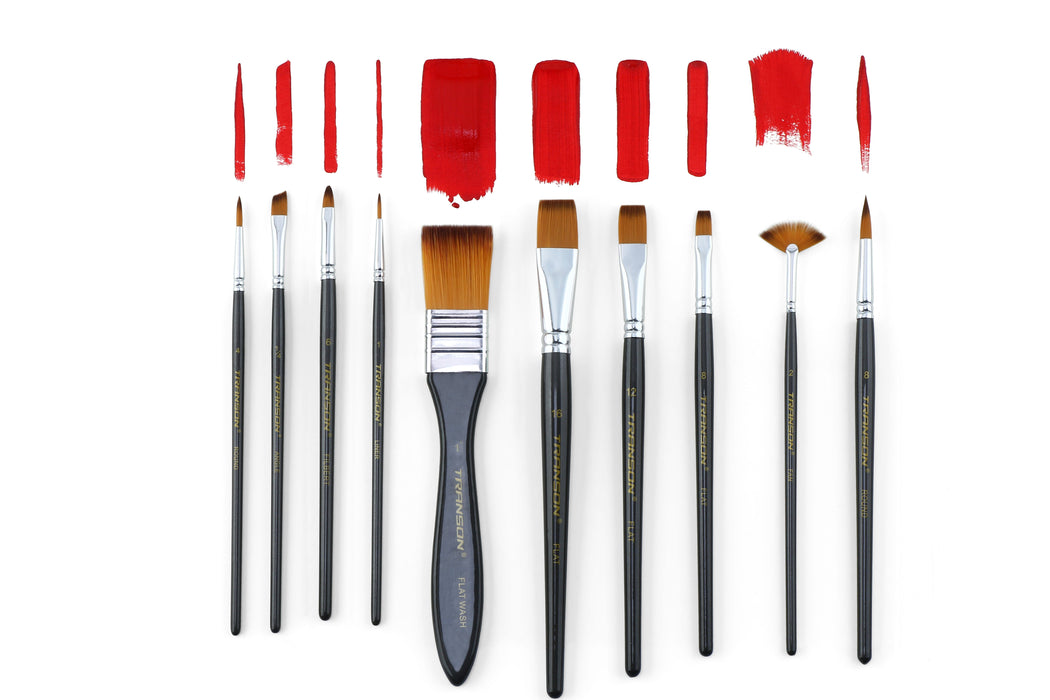 Transon Paint Brush Kit 10pcs Art Brushes and 1 Paint Spatula with Bru