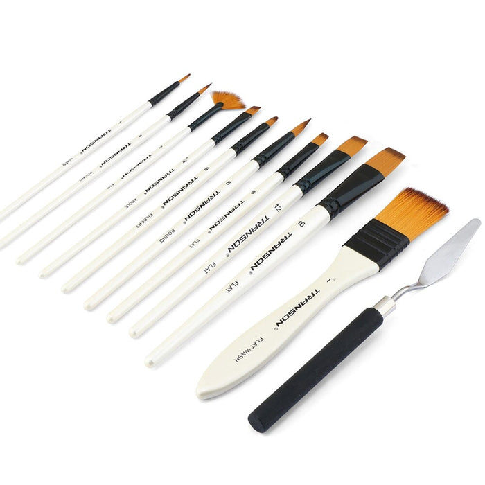 Transon Paint Brush Kit 10pcs Art Brushes and 1 Paint Spatula with Brush Case Paintbrush TRANSON 