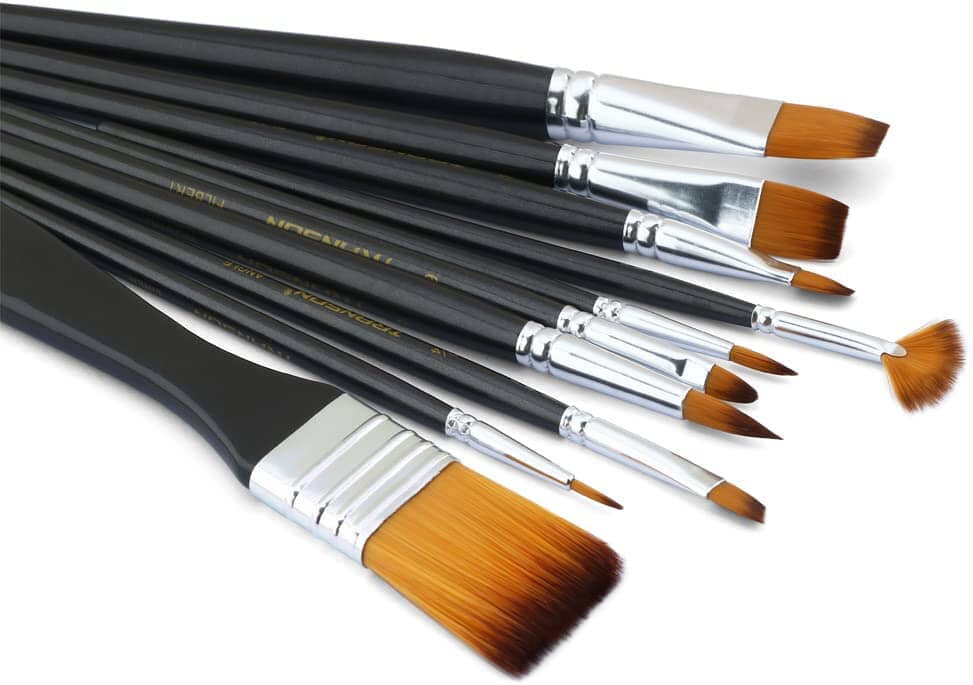 Transon Paint Brush Kit 10pcs Art Brushes and 1 Paint Spatula with Bru