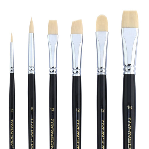 Transon Paint Brush Set 6pcs Art Painting Synthetic Bristle for Acrylic Watercolor Gouache Oil Leather Canvas and Face Painting Paintbrush TRANSON 