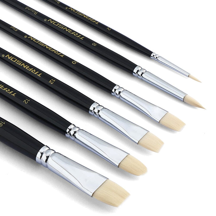 Transon Paint Brush Set 6pcs Art Painting Synthetic Bristle for Acrylic Watercolor Gouache Oil Leather Canvas and Face Painting Paintbrush TRANSON 