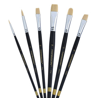 Transon Paint Brush Set 6pcs Art Painting Synthetic Bristle for Acrylic Watercolor Gouache Oil Leather Canvas and Face Painting Paintbrush TRANSON 