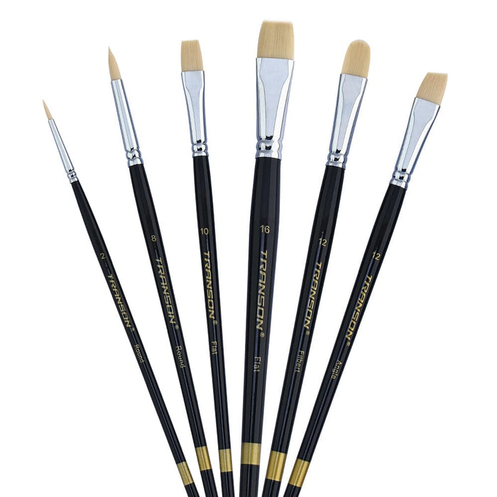 Transon Paint Brush Set 6pcs Art Painting Synthetic Bristle for Acrylic Watercolor Gouache Oil Leather Canvas and Face Painting Paintbrush TRANSON 