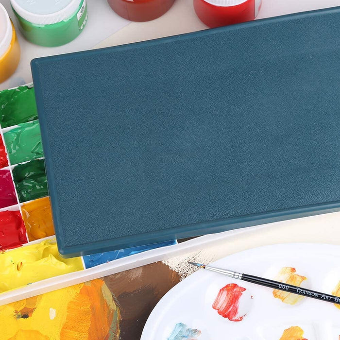 Transon Paint Palette Box 36 Deep Wells Airtight Stay Moist with 1 Paintbrush and 1 Paint Tray for Watercolors, Gouache, Acrylic and Oil Paint Palette TRANSON 