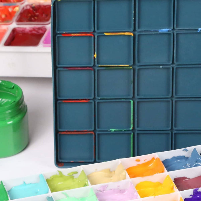 Transon Paint Palette Box 36 Deep Wells Airtight Stay Moist with 1 Paintbrush and 1 Paint Tray for Watercolors, Gouache, Acrylic and Oil Paint Palette TRANSON 