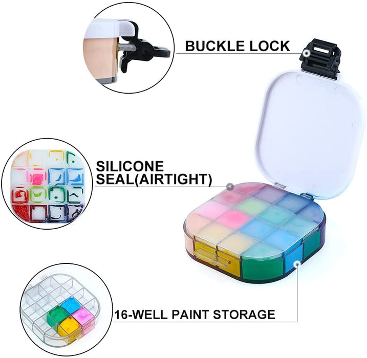 Transon Paint Saver Storage Palette Box 16well Portable Airtight Black Palette TRANSON 