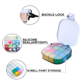 Transon Paint Saver Storage Palette Box 16well Portable Airtight Moisturizing White Palette TRANSON 