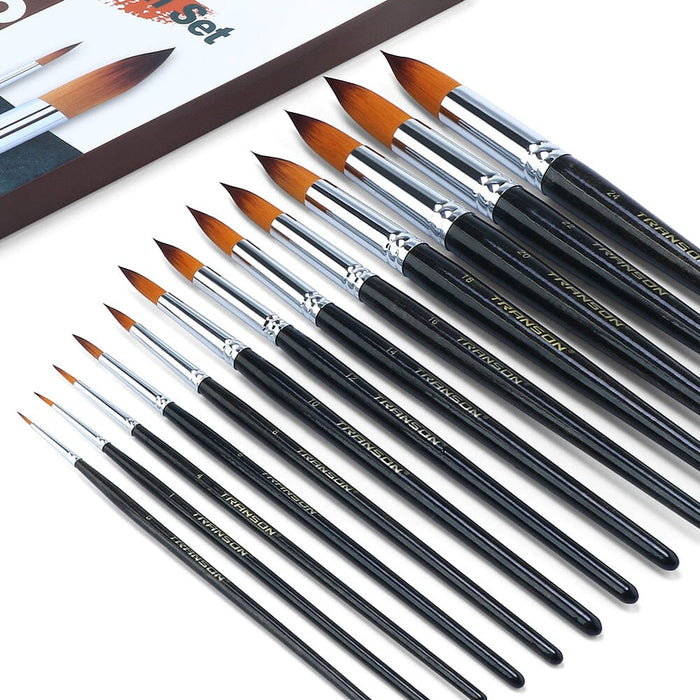 Transon Round Paint Brush 13pcs Synthetic Bristle Complete Set for Watercolor Acrylic Gouache Ink Tempera Paintbrush TRANSON 