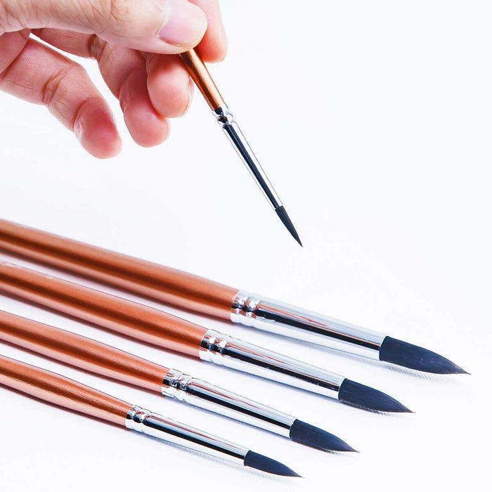 High Quality 8pcs Round Watercolor Detail Paint Brush Goat Hair