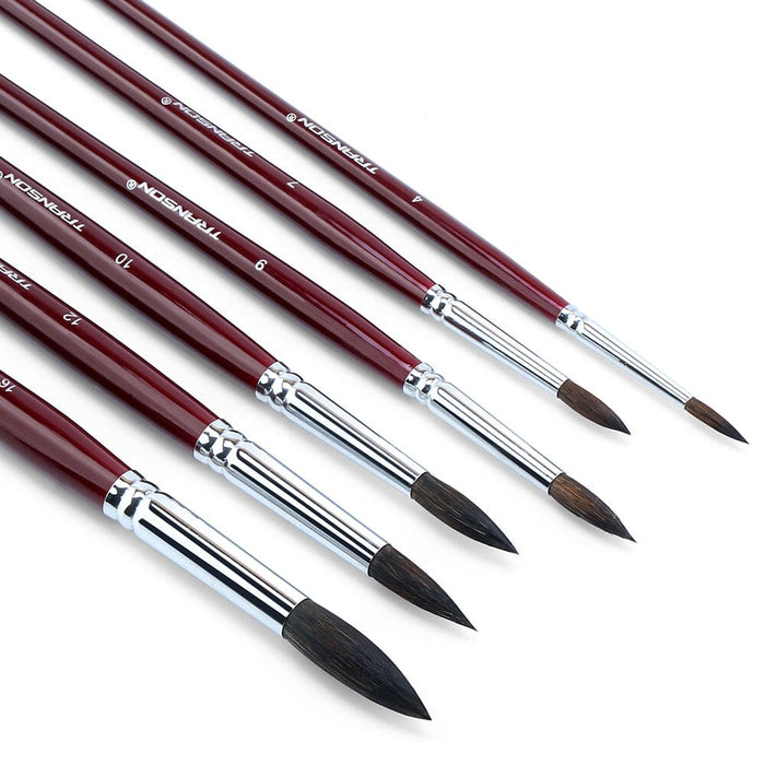 Transon Squirrel Hair Round Paint Brush Set for Watercolor Gouache Ink Acrylic Art Painting Short-Handle Paintbrush TRANSON 