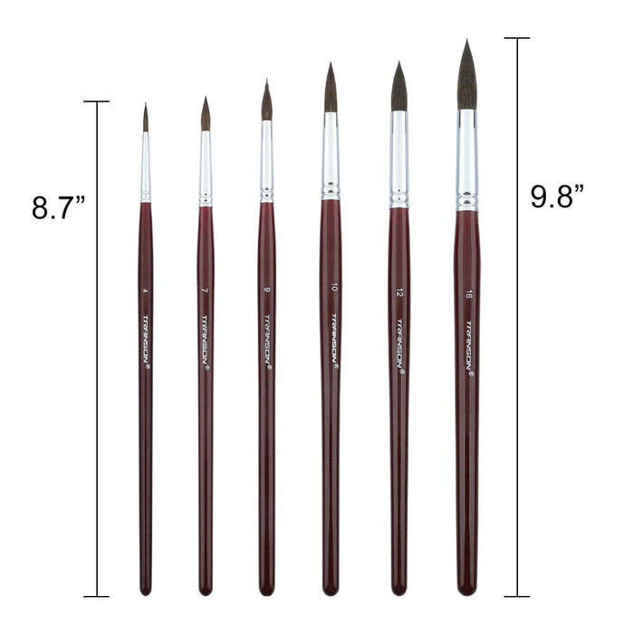 Transon Squirrel Hair Round Paint Brush Set for Watercolor Gouache Ink Acrylic Art Painting Short-Handle Paintbrush TRANSON 